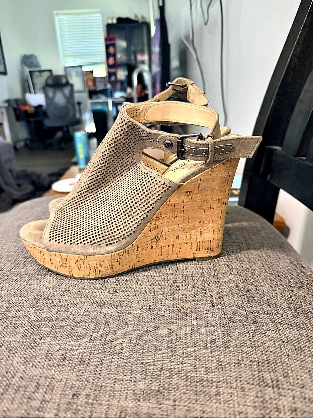 Guess Tan Cork Wedge Sandals